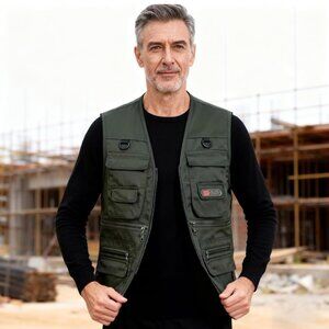 Quick Drying Fishing Vest Multi Functional Multi Pocket Mesh Hiking Jacket Large